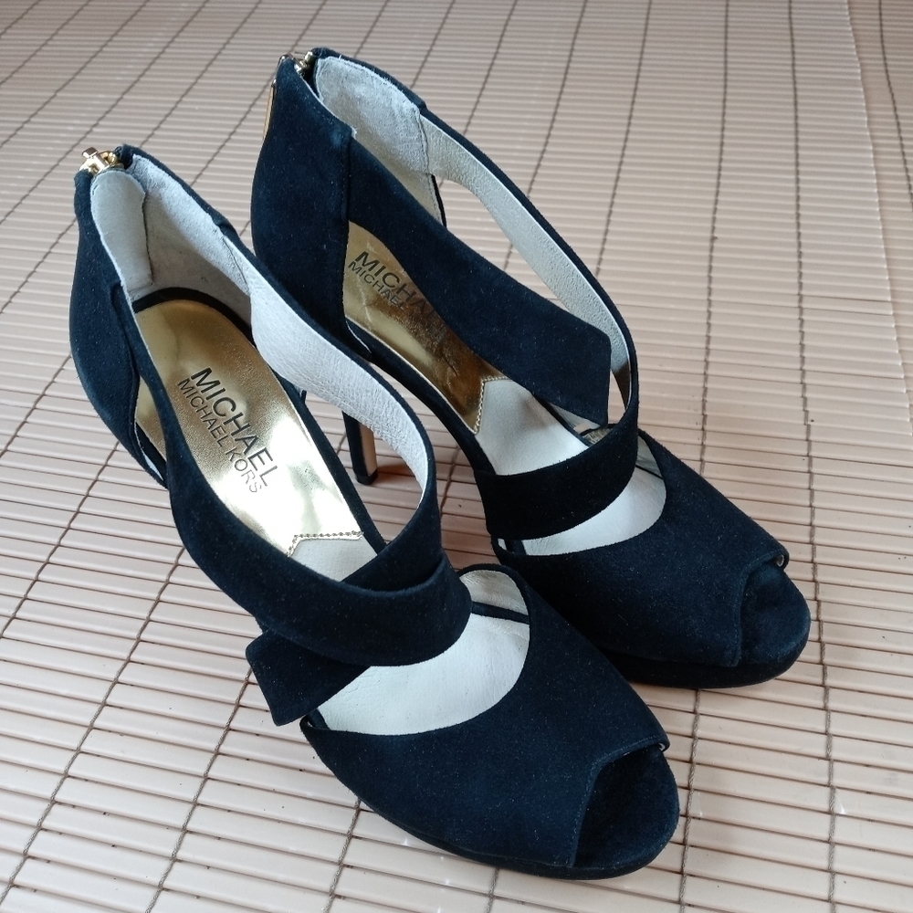 Michael Kors Criss Cross Black Suede Platform 5" h